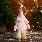 Мягкая игрушка "Дед Мороз в костюме с цветочками" стоит, 13х30 см, розовый - Фото 2