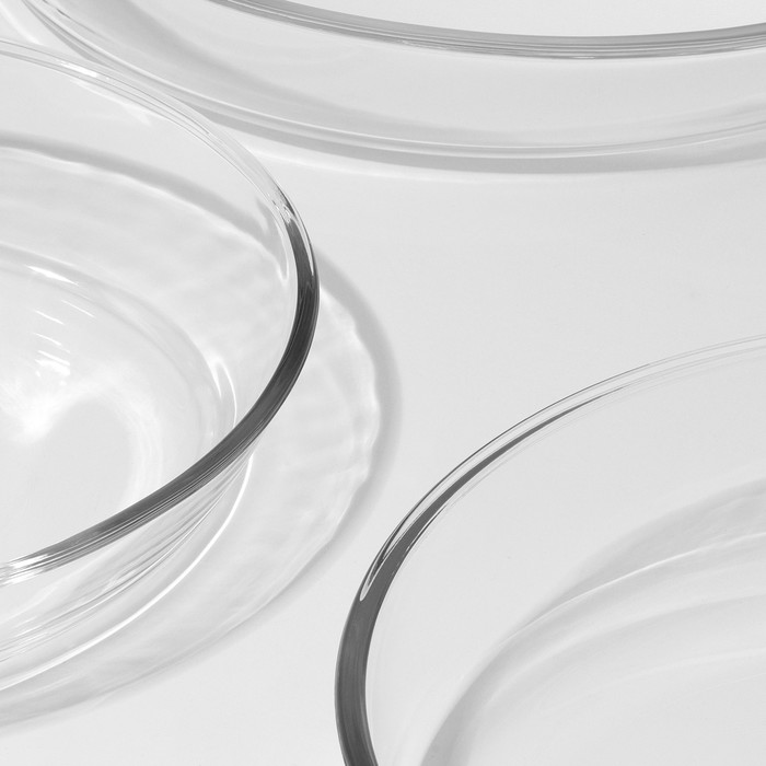 Набор овальных форм для выпекания, 3 предмета: 1.5 л, 2 л, 3 л, жаропрочное стекло - фото 1919767880