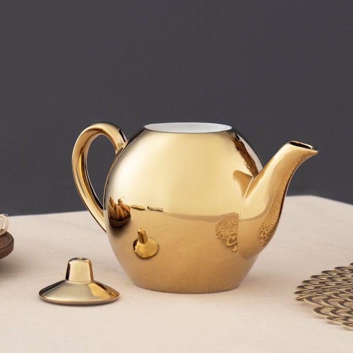 Набор "Золото", желудь, жаровой 2,5 л, заварочный чайник 0,7 л, поднос - фото 1887317564