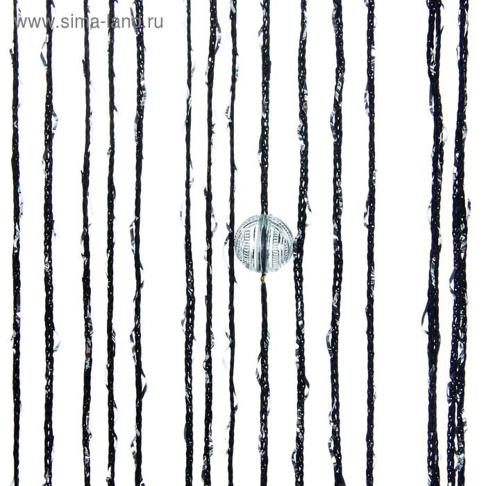 Штора нитяная с бусинами 100х200 см "Блёстка", цвет чёрный - Фото 1