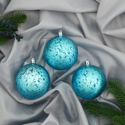 Ёлочные игрушки «Ретро», шары новогодние, d=8 см, набор 3 шт., голубой
