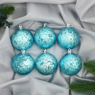 Ёлочные игрушки «Ретро», шары новогодние, d=6 см, набор 6 шт., голубой