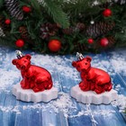 Ёлочные игрушки 2 шт. «Зимнее волшебство. Мишутка на льдине» пластик, 5.5×7.5×8 см, красный - Фото 1
