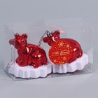 Ёлочные игрушки 2 шт. «Зимнее волшебство. Мишутка на льдине» пластик, 5.5×7.5×8 см, красный - Фото 2