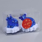 Ёлочные игрушки 2 шт. «Зимнее волшебство. Мишутка на льдине» пластик, 5.5×7.5×8 см, синий - Фото 2