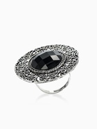 Кольцо «Этника. Ажурный круг», чёрное в чернёном серебре, безразмерное - Фото 5