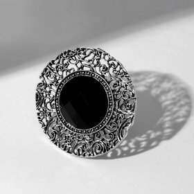 Кольцо «Этника. Ажурный круг», чёрное в чернёном серебре, безразмерное  (артикул 9679633)  большой выбор товаров оптом и в розницу по низким ценам с доставкой