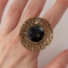 Кольцо «Этника» ажурный круг, цвет чёрный в чернёном золоте, безразмерное - фото 7853503
