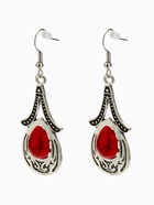 Серьги под натуральный камень «Этника» объёмная капля, красные в чернёном серебре - Фото 5