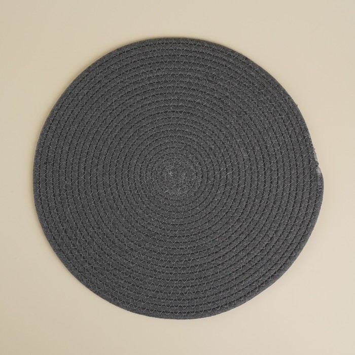 Салфетка сервировочная на стол SL Home, хлопок, d=38 см, серая - Фото 1