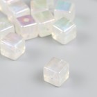 Бусина для творчества пластик "Кубик. Перламутровый блеск" белый 1,4х1,4х1,4 см - фото 320502061