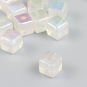 Бусина для творчества пластик "Кубик. Перламутровый блеск" белый 1,4х1,4х1,4 см (комплект 12 шт)
