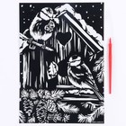 Гравюра на новый год «Птички в скворечнике», с эффектом золото, А4 - Фото 3