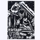 Гравюра на новый год «Птички в скворечнике», с эффектом золото, А4 - Фото 4