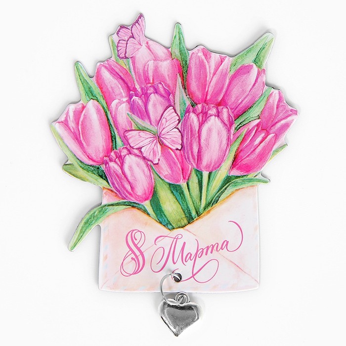 Магнит с доп. элементом «Цветы», 8,3 х 7,2 см 9802484