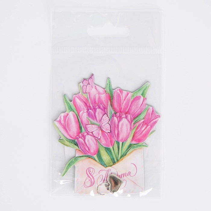 Магнит с доп. элементом «Цветы», 8,3 х 7,2 см 9802484