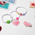Комплект детский «Выбражулька» 4 предмета: заколка, 3 браслета, сердце, цветной - фото 7854165