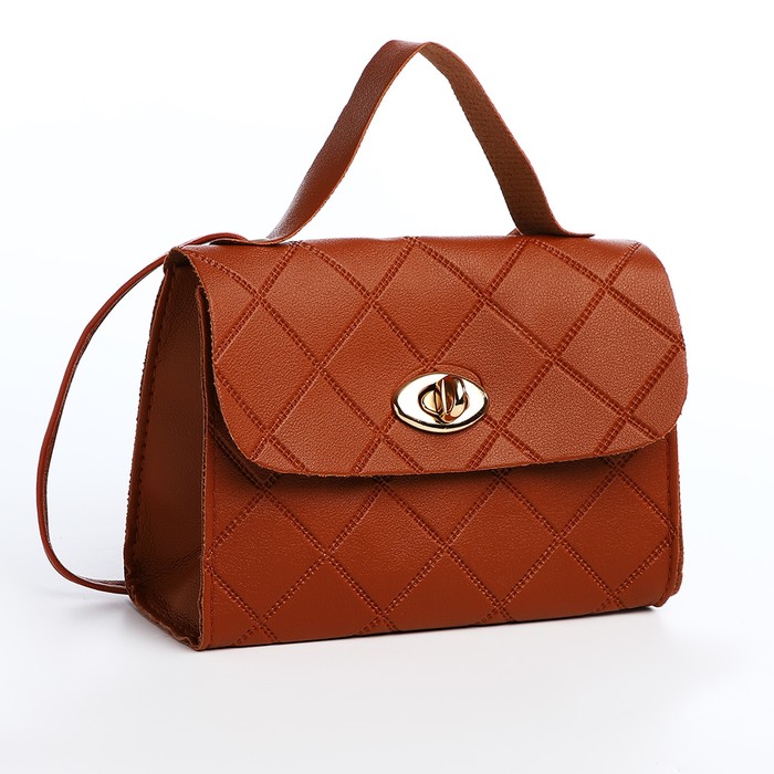 Сумка детская 17×6×12 см, на застёжке, коричневая - Фото 1