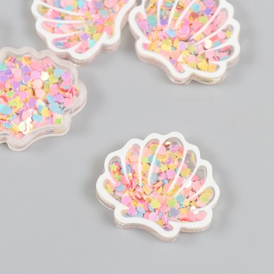 Шейкер для творчества акрил «Ракушка», с глиттером, 0.5×3.5×3.1 см