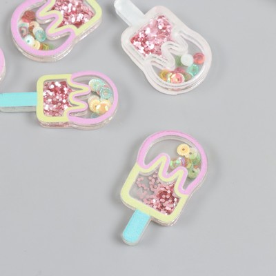 Шейкер для творчества акрил «Эскимо», с глиттером, 0.5×2×4.1 см