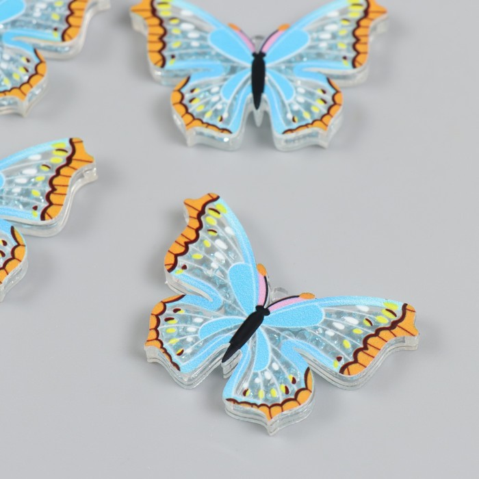 Шейкер для творчества акрил "Бабочка голубая с оранжевым" с бисером 0,5х5,1х3,3 см - Фото 1