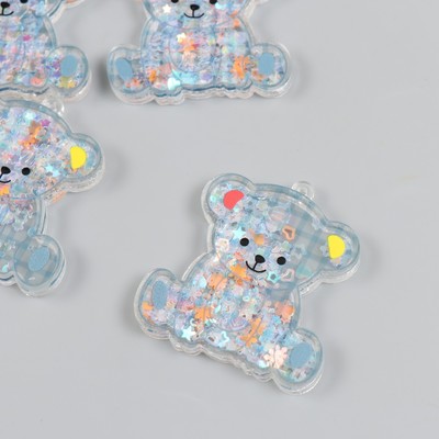 Шейкер для творчества акрил «Медвежонок в клеточку», с глиттером, 0.5×4.7×5 см