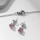 Гарнитур 2 предмета: серьги, кулон «Сверкание», цвет розовый в серебре - фото 7854311