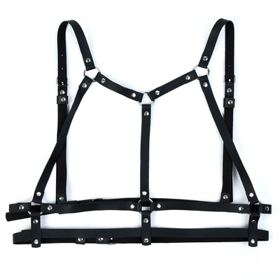 Портупея БДСМ женская, на грудь, экокожа, размер OS, черный