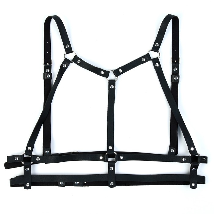 Портупея БДСМ женская, на грудь, экокожа, размер OS, черный - Фото 1