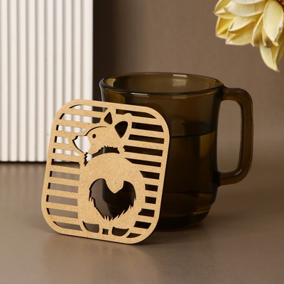 Подставка под кружку «Корги», хдф, 9х9 см