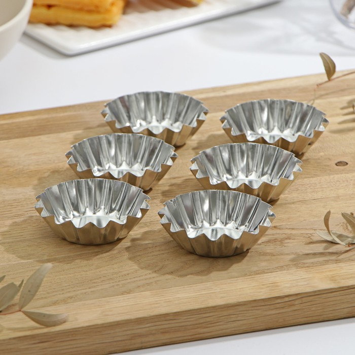 Набор форм для выпечки Доляна «Кекс», 6.5×1.8 см, 6 шт., жесть - Фото 1