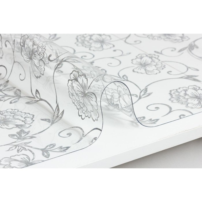 Скатерть «Гибкое стекло» 0,8 мм, 80х120 см, рисунок Вьюнок серебро - Фото 1