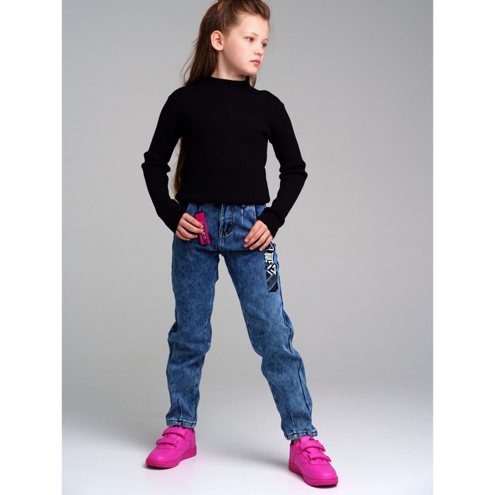 Брюки джинсовые утепленные для девочки, рост 128 см