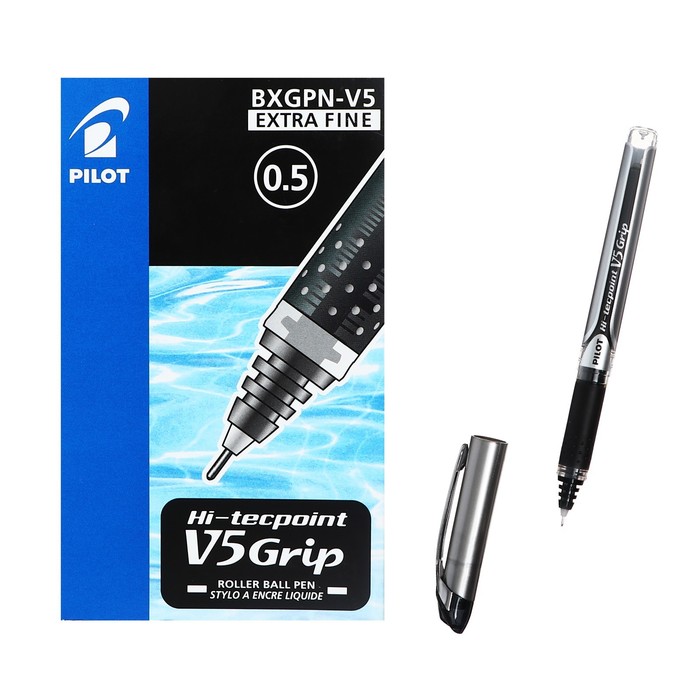 Ручка-роллер PILOT Hi-Tecpoint V5 Grip, узел-игла 0.5 мм, чёрный - Фото 1