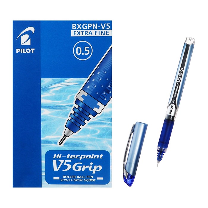 Ручка - роллер PILOT Hi-Tecpoint V5 Grip, узел-игла 0.5 мм, синий - Фото 1