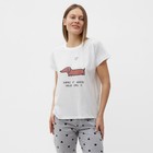 Комплект женский домашний «Такса» (футболка, брюки), цвет белый/серый, размер 44 - Фото 2