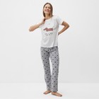 Комплект женский домашний «Такса» (футболка, брюки), цвет белый/серый, размер 44 - Фото 3