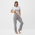 Комплект женский домашний «Такса» (футболка, брюки), цвет белый/серый, размер 50 - фото 23256431