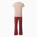 Комплект женский домашний (футболка, брюки), цвет бежевый/красный, размер 44 - Фото 6
