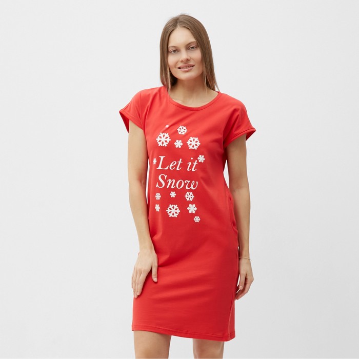 Туника (платье) домашнее женское, цвет красный, размер 46 - Фото 1