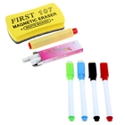 Маркеры цветные на водной основе со стиралкой 4 шт., мел 2 шт., держатель для мела, стиралка - Фото 3