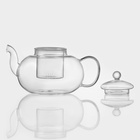 Заварочный чайник, 1 л, стеклянное сито, прозрачный - Фото 2