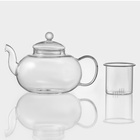 Заварочный чайник, 1 л, стеклянное сито, прозрачный - Фото 3