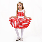 Карнавальный костюм «Стиляги» платье красное с белыми сердцами, повязка р-р 34 рост 134 см - фото 5465312
