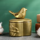 Шкатулка "Птичка на сердце" бронза с позолотой, 8х10см - фото 23198949