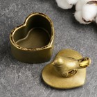 Шкатулка "Птичка на сердце" бронза с позолотой, 8х10см - фото 23198951