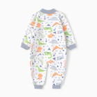 Комбинезон детский, цвет белый/динозавры, рост 68 см - фото 23473690