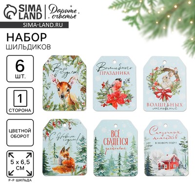 Шильдик новогодний на подарок «Верь в чудеса», набор 6 штук, 16×24 см