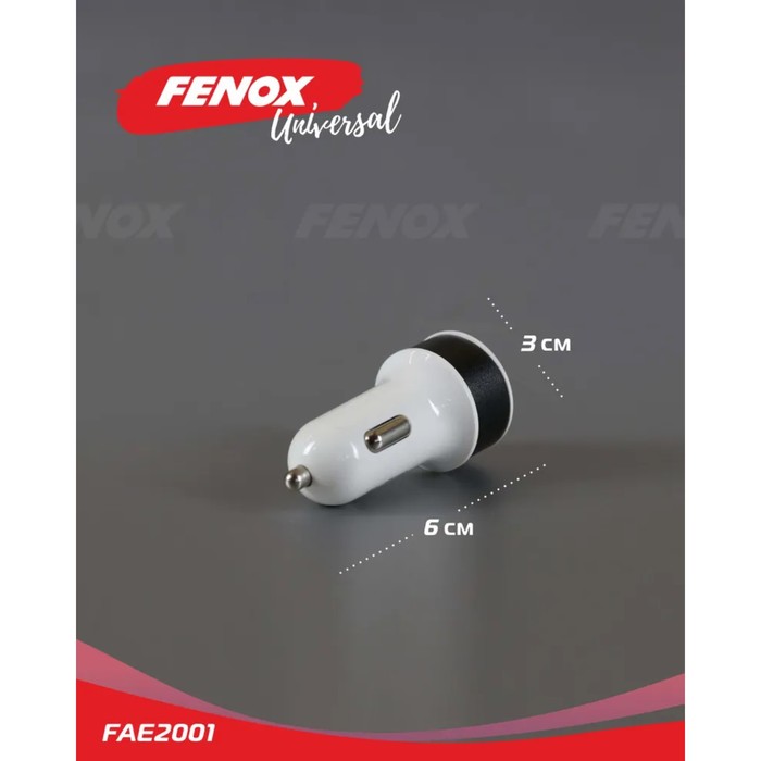 Автомобильное зарядное устройствое FENOX, 2 USB, 12/24 В, FAE2001 - фото 51490592