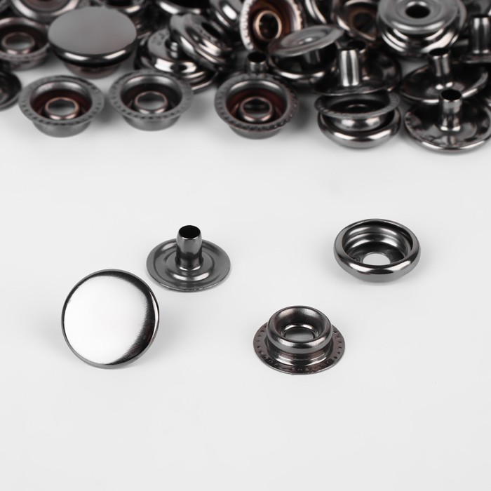 Кнопка установочная, Омега, d = 15 мм, цвет чёрный никель
